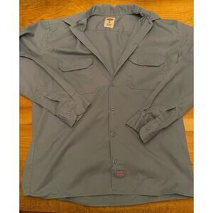 Dickies Shirt Mens Med Button Up Workwear Uniform Long Sleeve